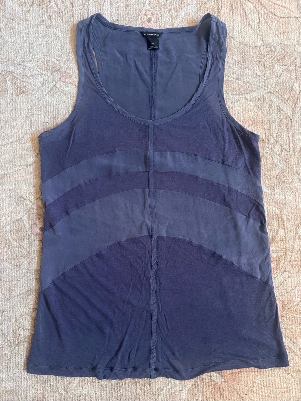 Club Monaco Indigo Silk/Lyocell Scoop Neck Tank